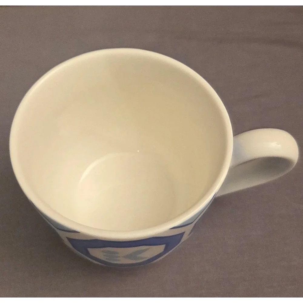 Jonathan Adler Keurig Coffee Mug Blue White Geometric Octagon  C